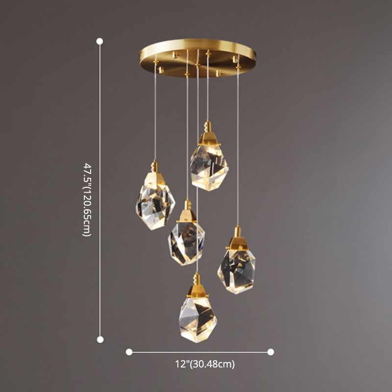 Postmoderne Einfachheit Geometrisch hängende Deckenleuchte Kristall -Aufhängung Anhänger Licht für das Restaurant