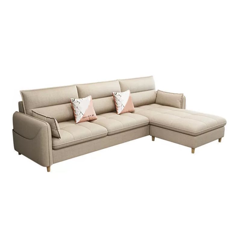 Scandinavian Pillow Back Sofa with Ottoman Included for Three People