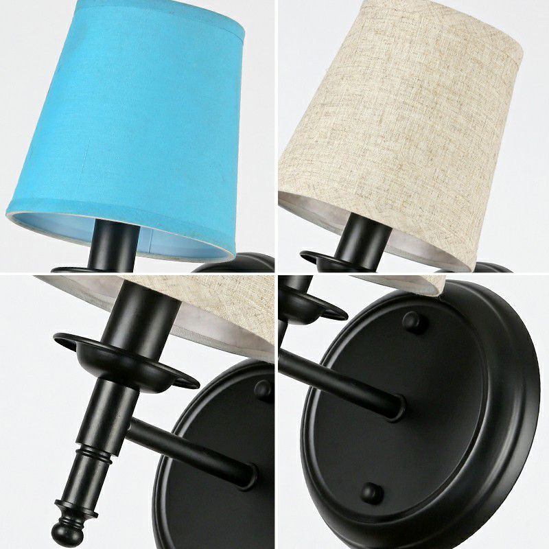 Minimalist Cone Shade Wall Lighting Fabric 1 Head Bedside Wall Mounted Reading Lamp
