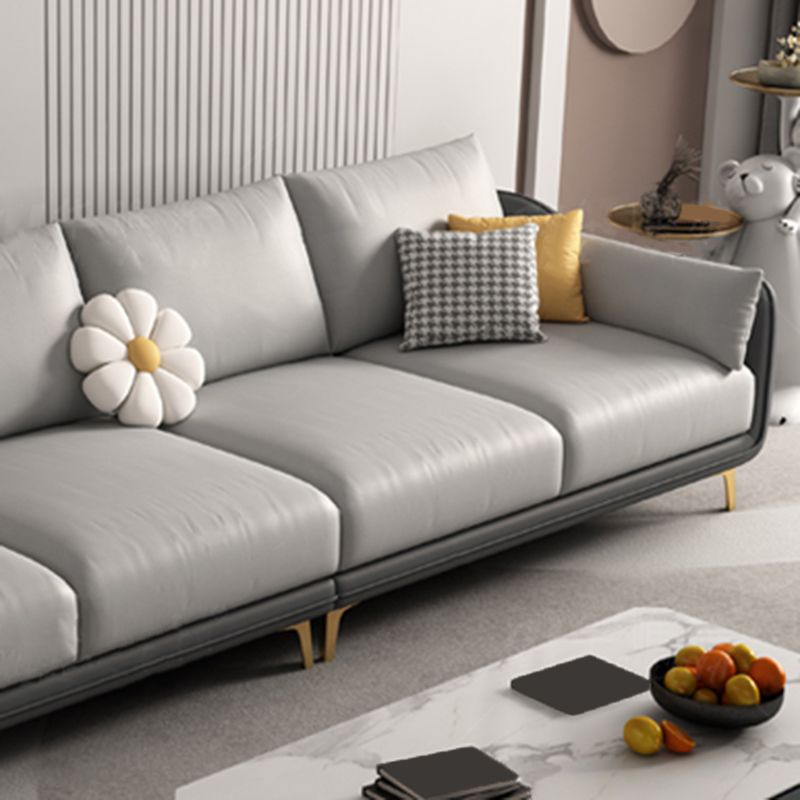 Contemporary Sloped Arm Faux Leather Stain Resistant Sofa Couch