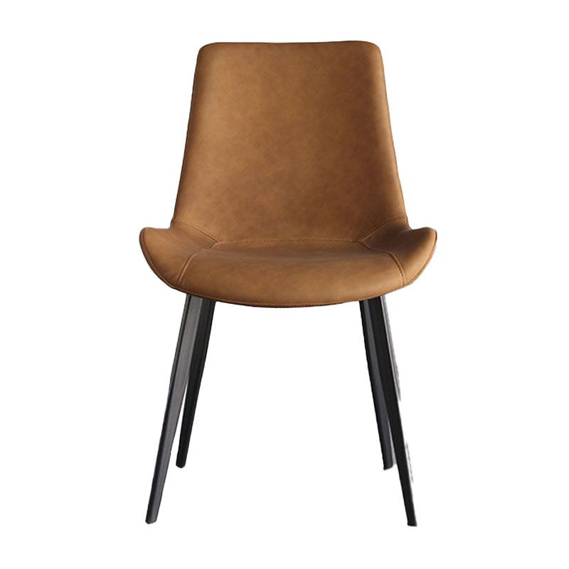 Sillas auxiliares de comedor de cuero de estilo industrial Silla con respaldo sólido para cocina (juego de 2)