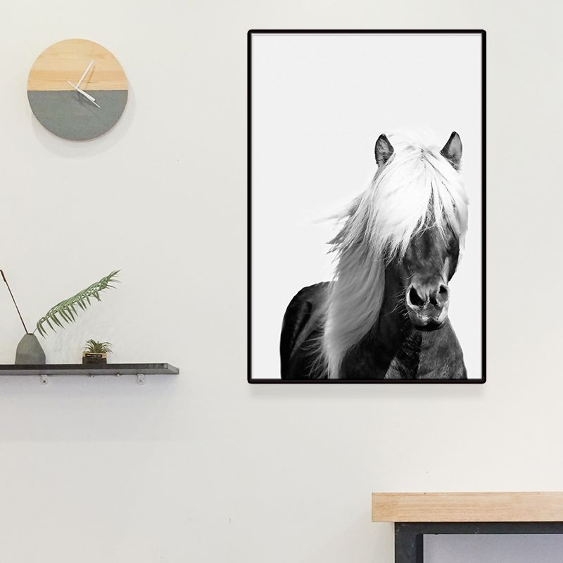 Dark Color Steed Wall Decoration Textured Surface Wall Art Print for Living Room