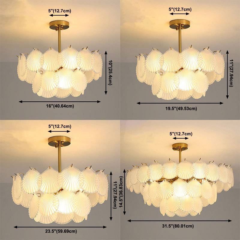 Lámpara de lámpara de concha iluminación colgante de vidrio vintage para restaurante