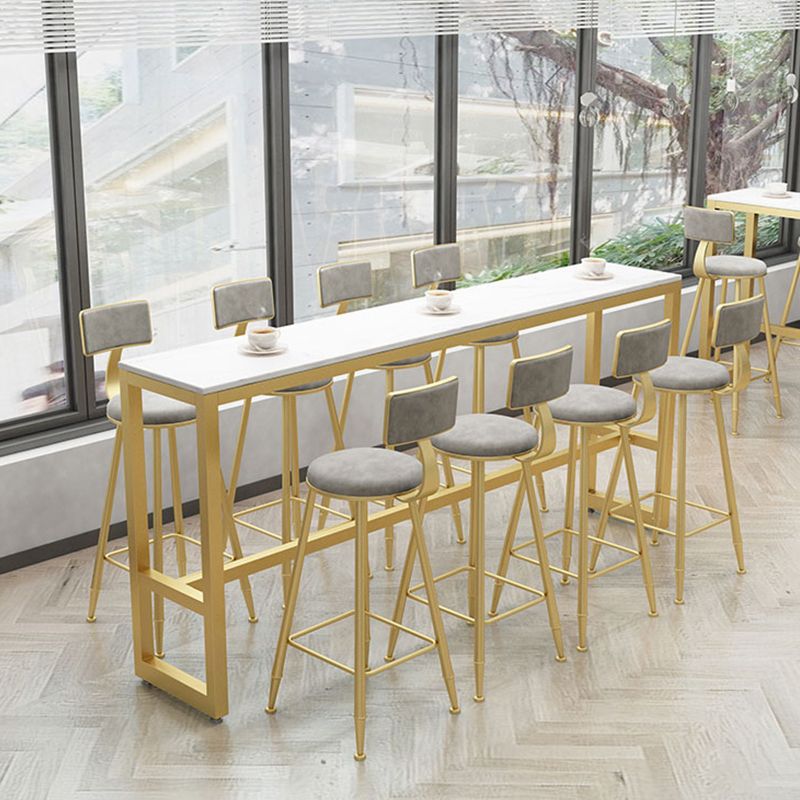 Modern Bar-height Table FauxMarble Top Bistro Bar Table with Metal Base