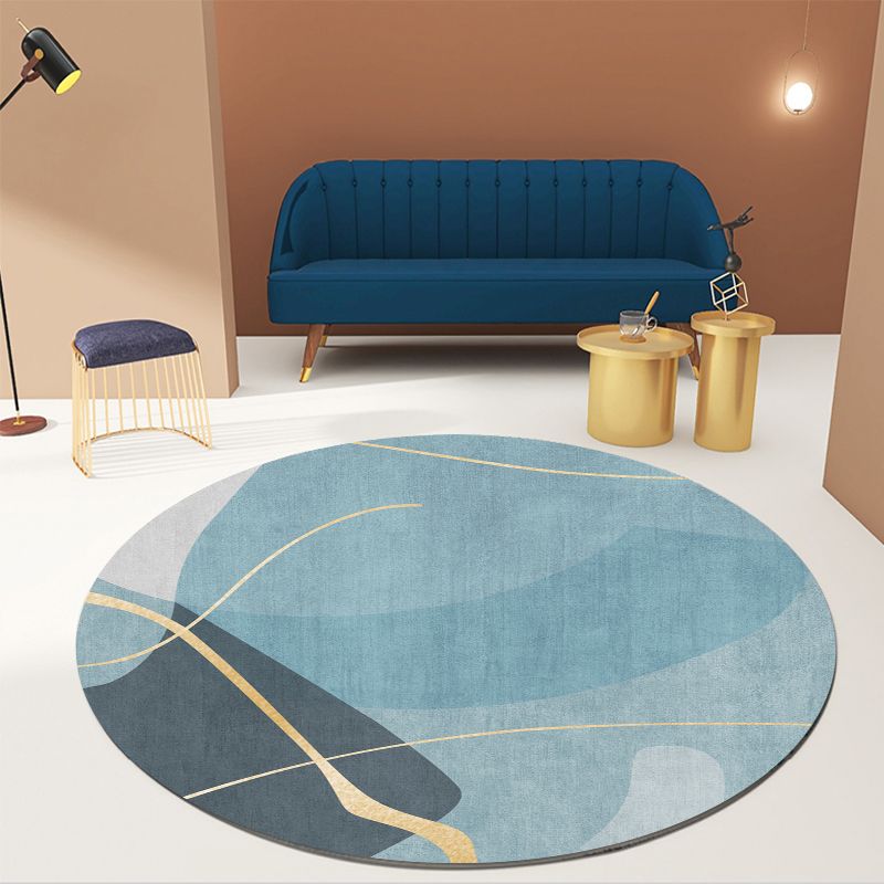 Round Graphic Printed Rug Polyester Funky Indoor Rug Stain Resistant Carpet for Home Decoration