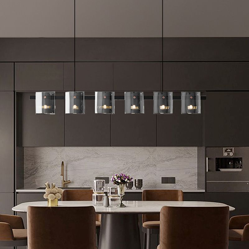 Glass Island Pendant Modern Style Island Light Fixtures for Living Room