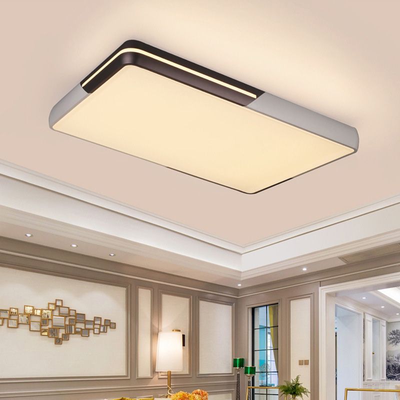 Minimalist Rectangular LED Flush Mount Light 19"/23"/25.5" W Acrylic Living Room Ceiling Lamp in Warm/White Light