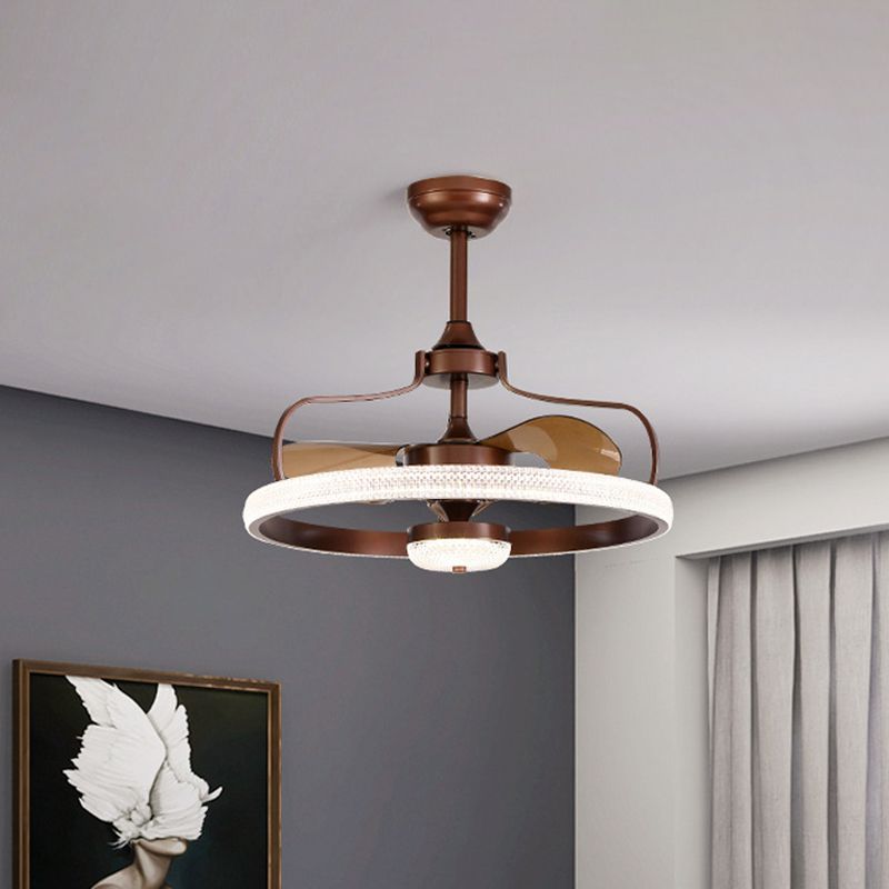 Anello moderno a 3 lame a ventola del soffitto Light Setting Crystal LED camera da letto semifulò l'illuminazione a montaggio, largo 23,5 "