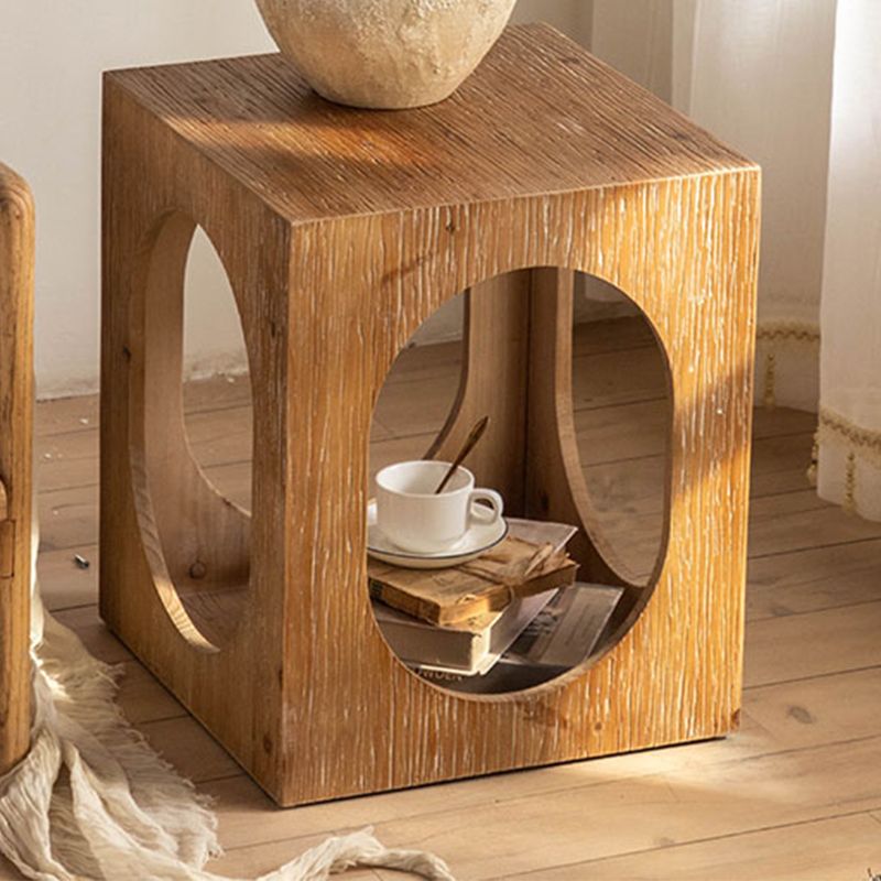 Country Square / Hexagon Side Table Natural Solid Wood End Table