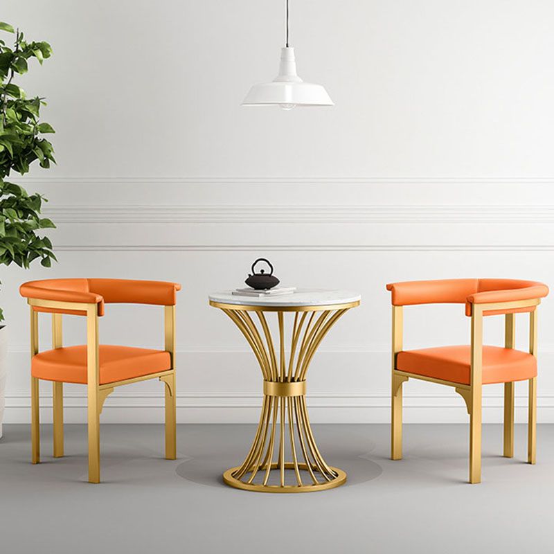 Glam Metal Dining Room Chair Armless Open Back Dining Side Chair for Restaurant Use