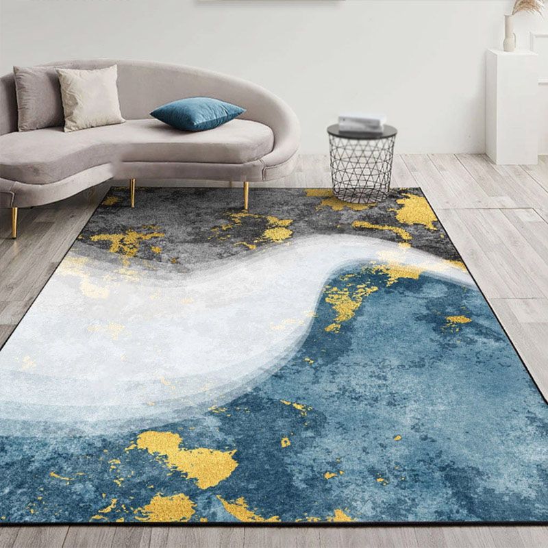 Contemporary Flowing Water Pattern Carpet Polyester Rug Non-Slip Backing Area Carpet for Living Room
