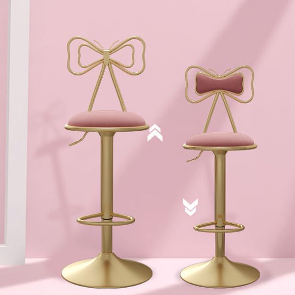 Glam Adjustable Swivel Barstool Matte Finish Velvet Home Stool