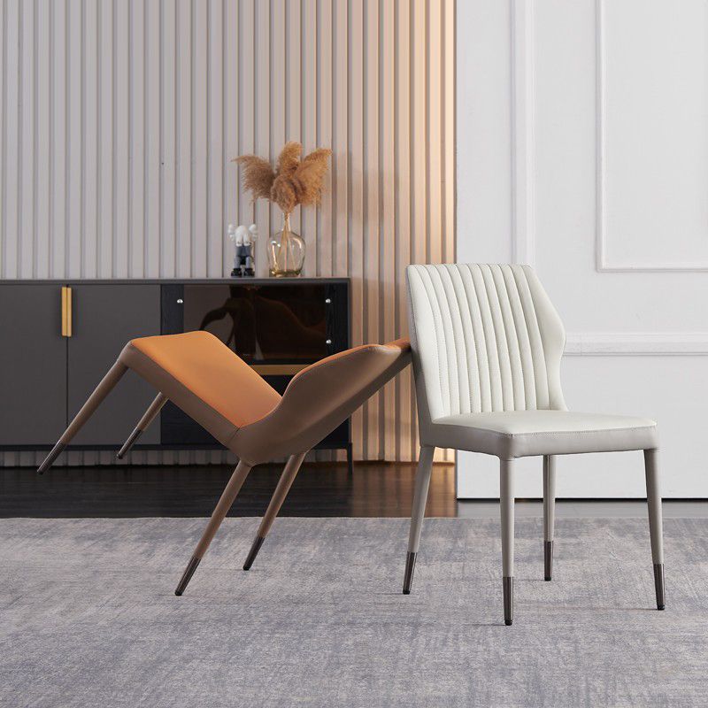 Sillas de comedor de metal de estilo moderno, sillas laterales sin brazos con respaldo lateral para cocina