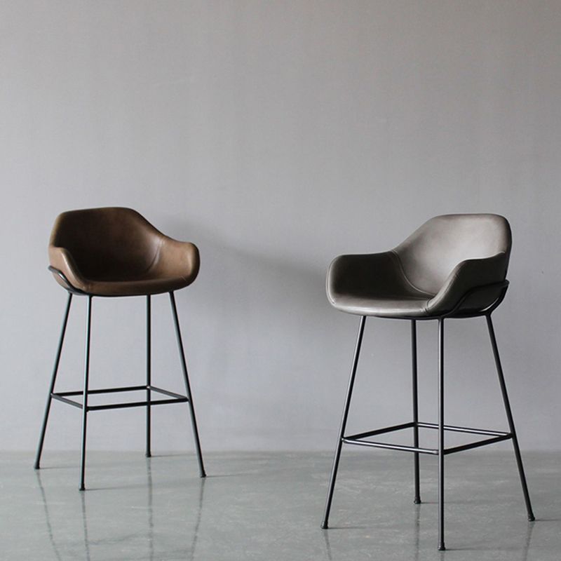 Living Room Counter Stool Leather Bucket Seat Nordic Stool 1 Piece