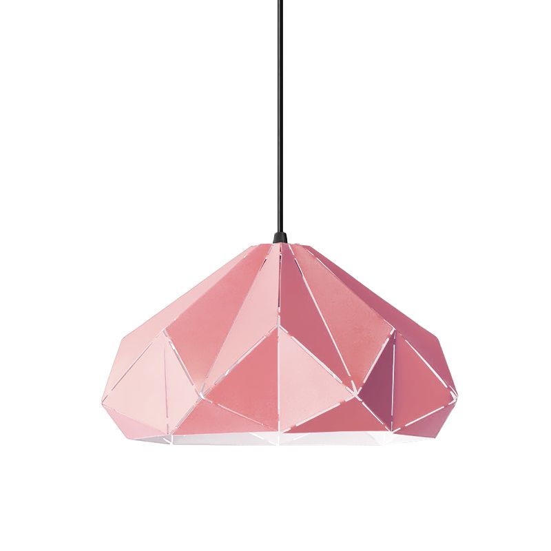 Origami Metal Hanging Pendant Light Contemporary 1 Light Blue/Pink/Yellow Ceiling Light