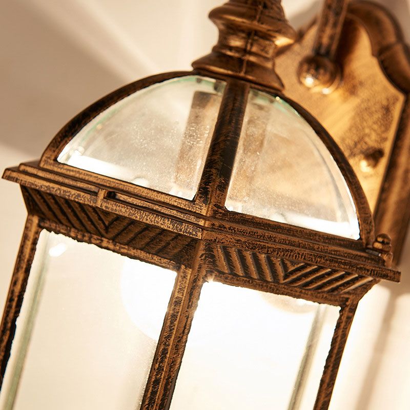 Traditional House Shaped Wall Mount Light Single Clear Glass Wall Light Fixture for Courtyard