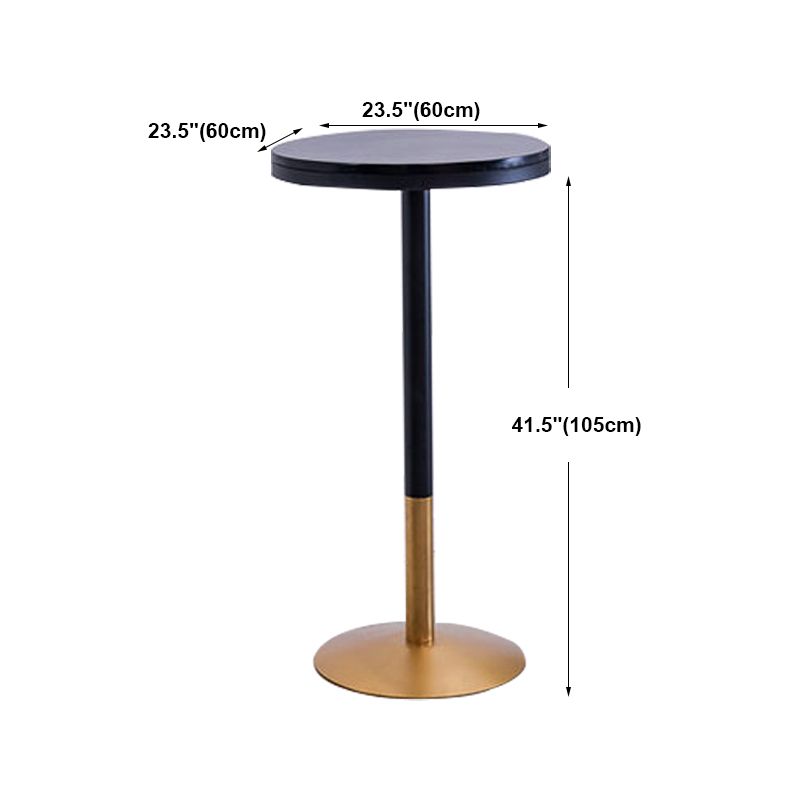 Industrial Style Black Iron Bar Table Wood Round Top Bistro Table with Pedestal