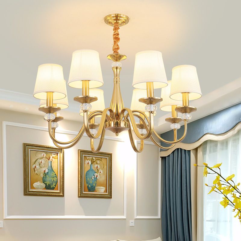 Barrel Chandelier Lighting Fixtures Traditional Suspension Light with Fabric Shade for Living Room