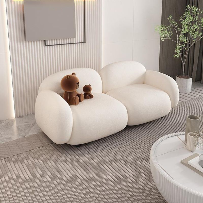 Contemporary Fabric Standard Settee Tight Back Rolled Arm Sofa