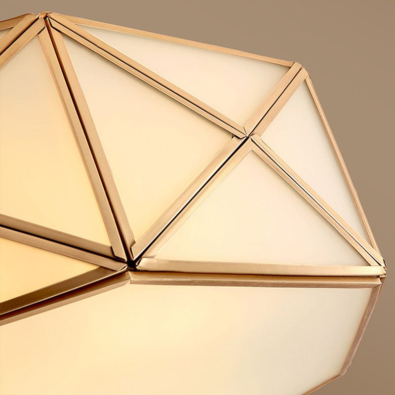 Plafonnier en verre et laiton de Style rétro colonial, plafonnier géométrique en cuivre pour le salon