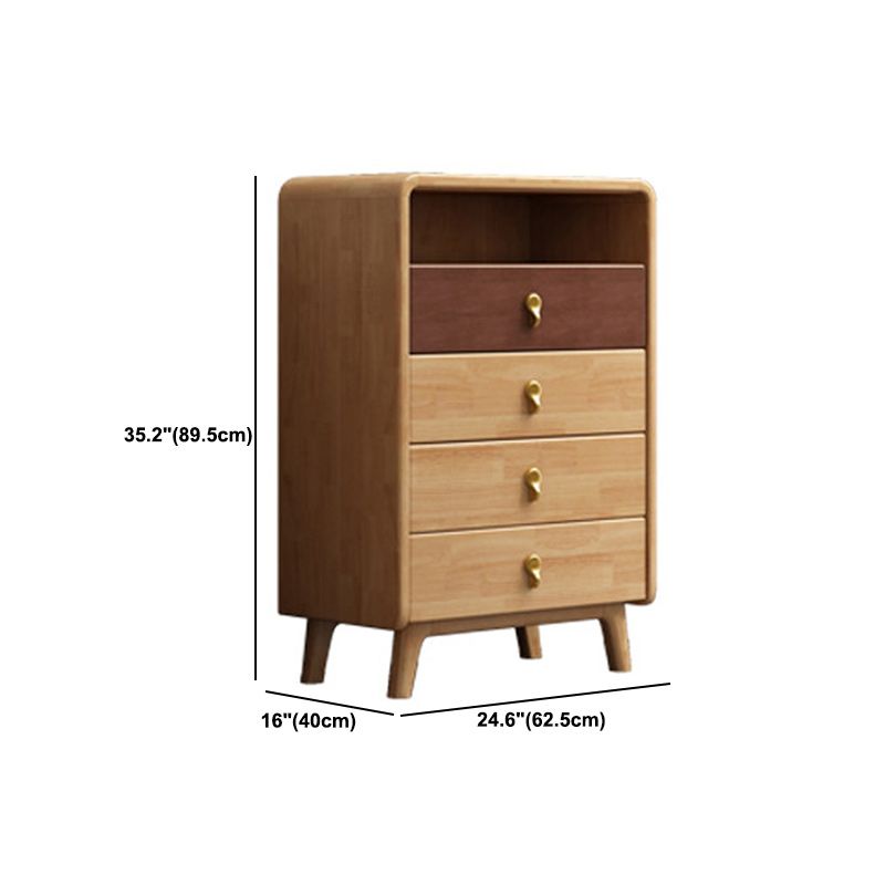 Contemporary Natural Accent Chest with 4 Wooden Legs and Drawers