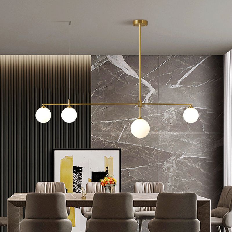 Postmoderne Insel Light Multi-Head-Anhänger Licht mit Glasschatten für Esstisch