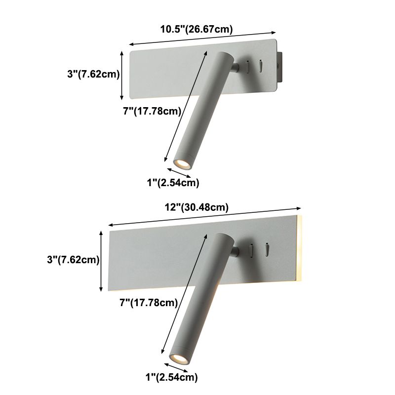 Modern Aluminum Wall Light Rectangle 2 Lights Reading Wall Sconce for Bedroom