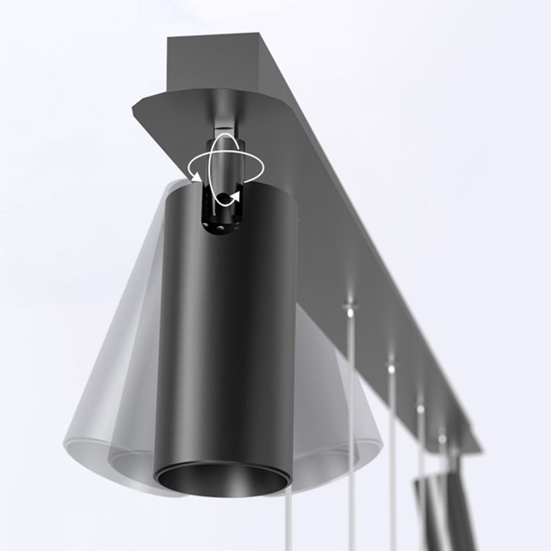 Cone Shaped Chandelier Lighting Fixture Simple Metal LED Dinning Room Island Pendant in Black