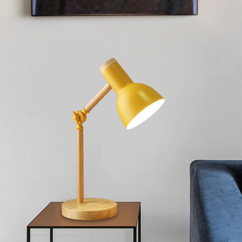 Macaron Dome Lettura Libro Light Metal 1 Light Study Room Lampada in bianco/nero/rosa con braccio in legno rotabile