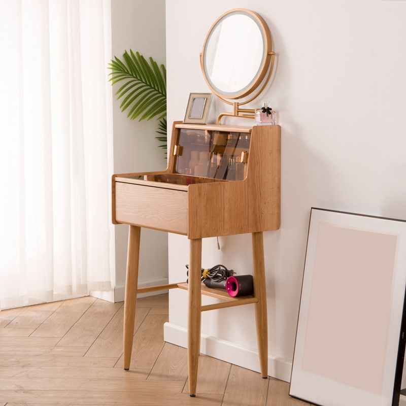 Brown Makeup Vanity Desk 54.33" High Vanity Tables with Drawer