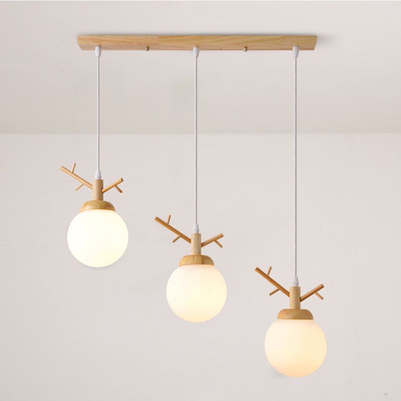 Globe Glass Hanging Lamp in moderne eenvoud houten hanglamp voor eetkamer