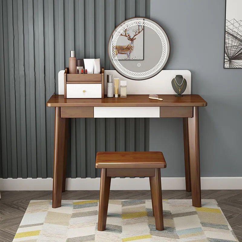 51.1" Height Wood Makeup Vanity Set with Drawers and Mirror for Bedroom