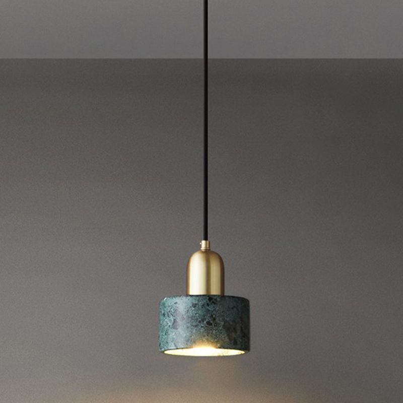 Brass Finish Small Pendant Light Nordic 1-Bulb Marble Suspension Lamp for Bedroom