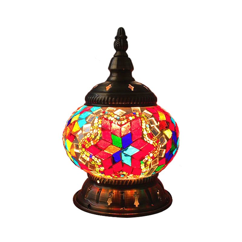 1 hoofdbol tafellamp traditioneel rood/oranje/lichtblauw gekleurd klassen nachtkastje lamp voor slaapkamer