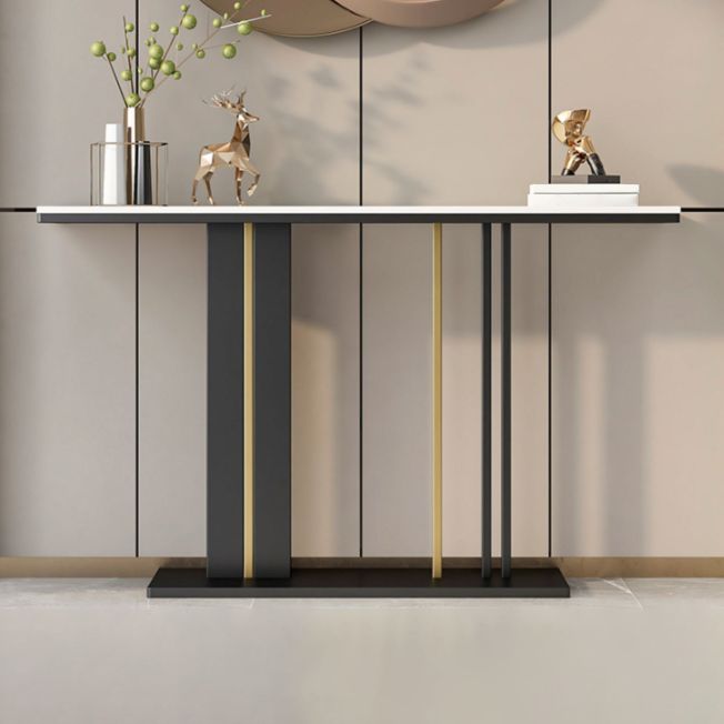 Modern Stone Console Table 1 Shelf 31.5" Tall End Table for Hall