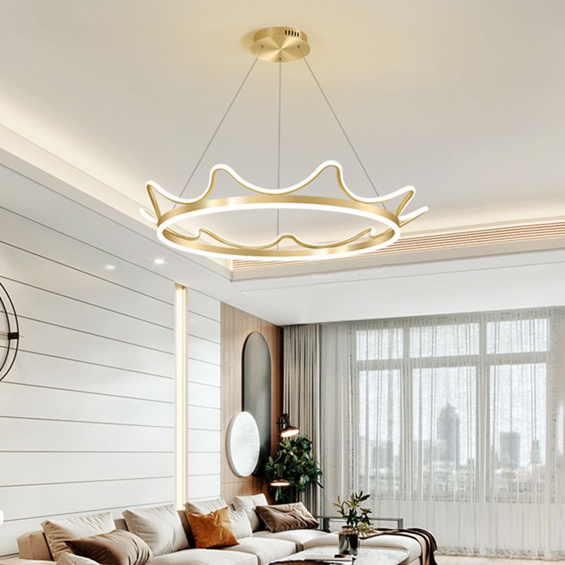 Crown Chandelier Light Fixtures Modern 2-Light Suspension Pendant Lamps with White Acrylic Shade