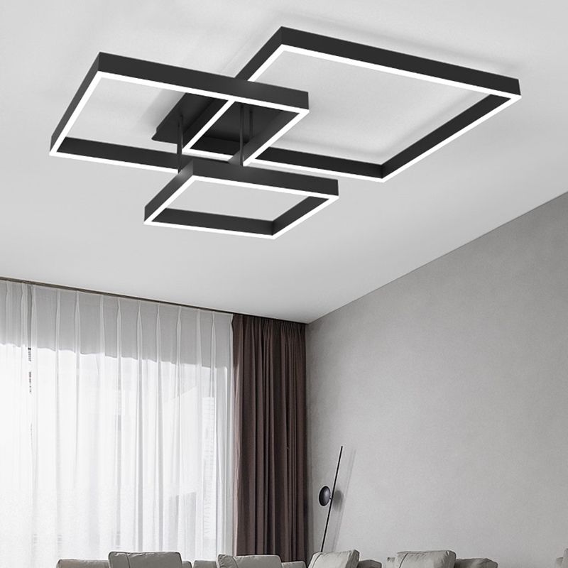 Luz empotrada LED moderna para sala de estar, luz acrílica geométrica de 3 luces montada en el techo