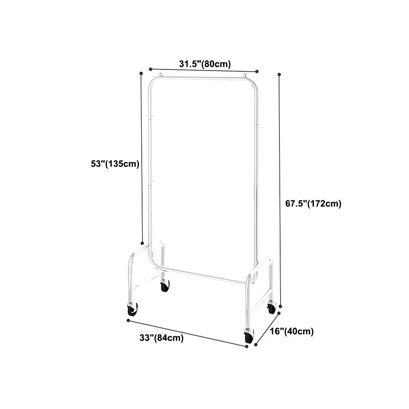 Industrial Coat Hanger Silver Metal Storage Coat Rack with Castors