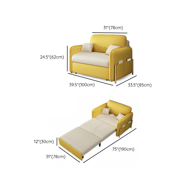 Pillow Back Futon Sleeper Sofa Faux Leather Sleeper Sofa with Storage