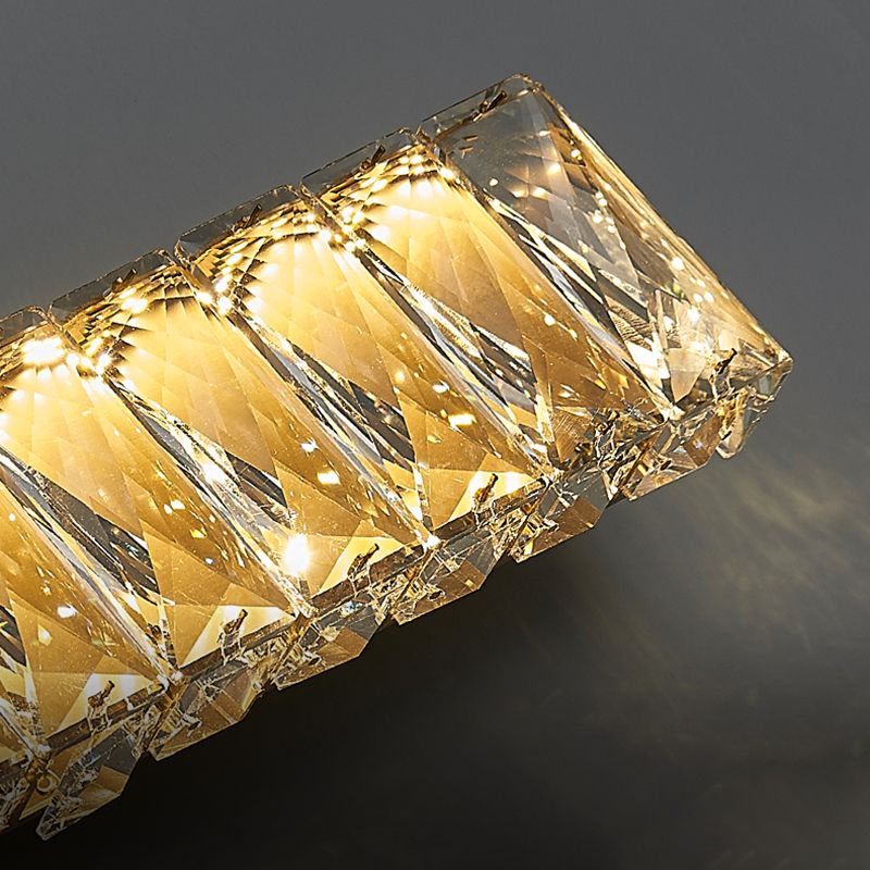 Postmodern Metal Wall Sconce Geometric Shape Vanity Lamp with Crystal Shade for Bathroom