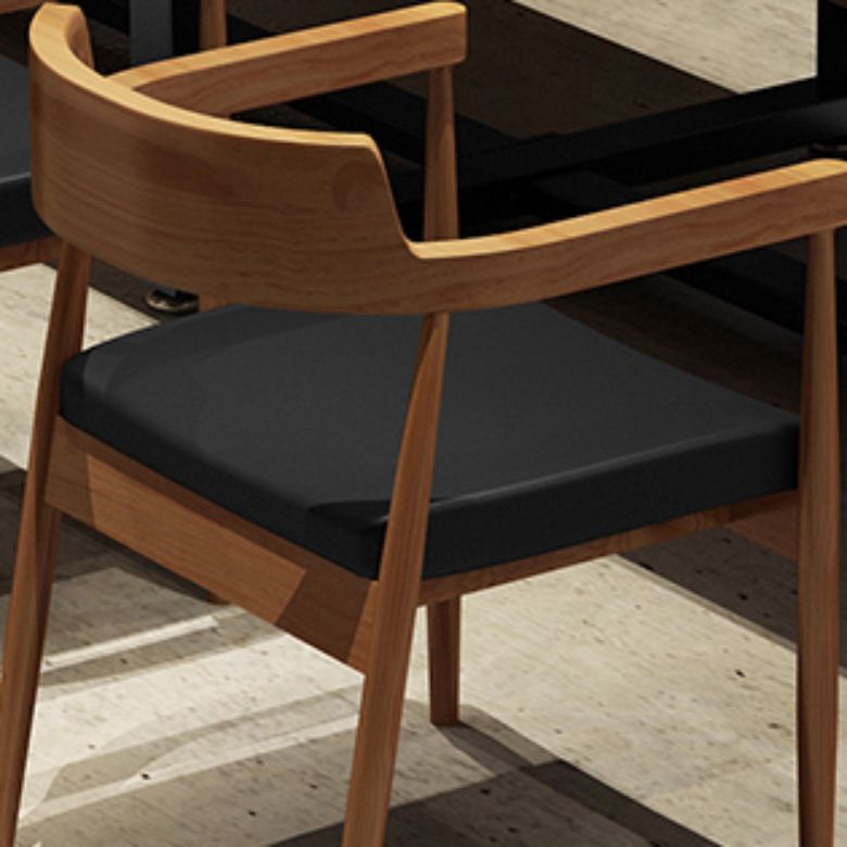 Contemporary Kitchen Dining Chairs Faux Leather Chairs with Wood Base