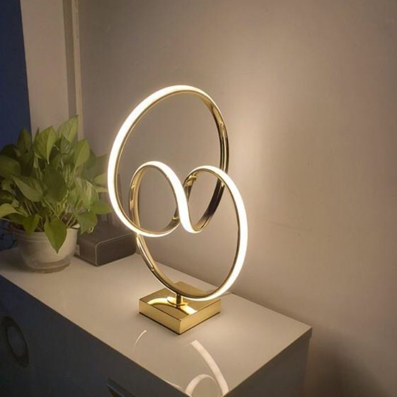 Linear 1 Light Table Lamp Contemporary Metal Night Table Lamps in Gold
