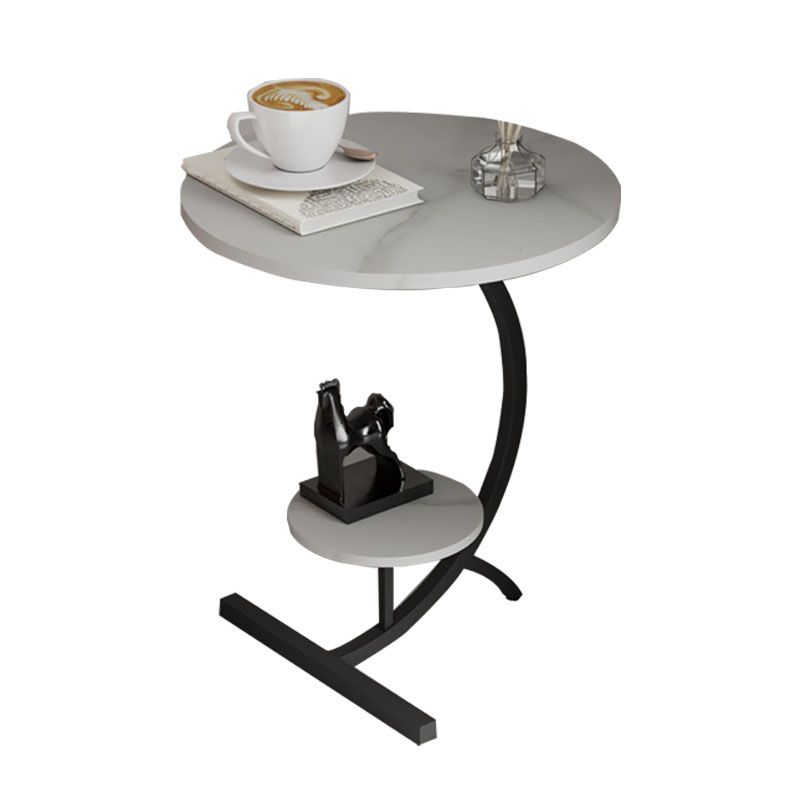 End Table with Storage and Shelf Modernist Slate Abstract Side Table