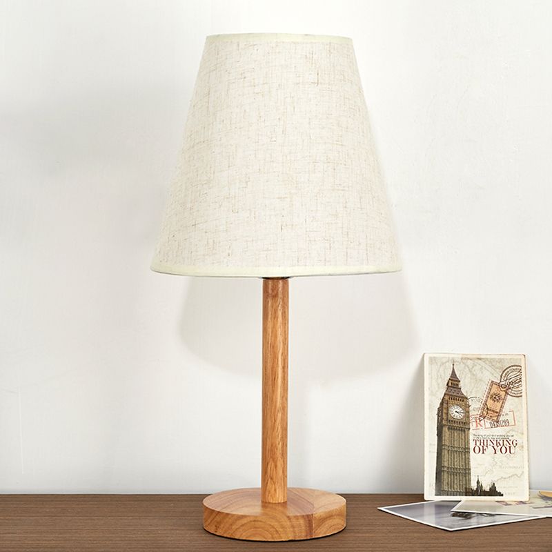 1 Glühbirne konische Studienlampe Modernes Stoff Lesebuch Licht im Holz für Wohnzimmer