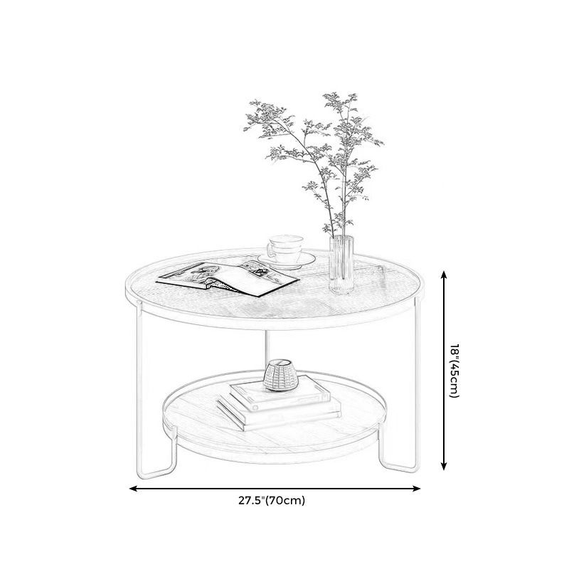 Scandinavian Round 3 Legs Coffee Table with Storage Shelf Cocktail Table