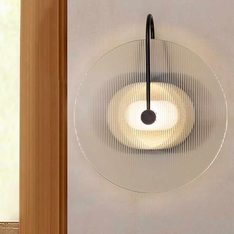 1-licht ronde wand SCONCE Moderne eenvoudige stijl glazen wandverlichting in zwart en goud