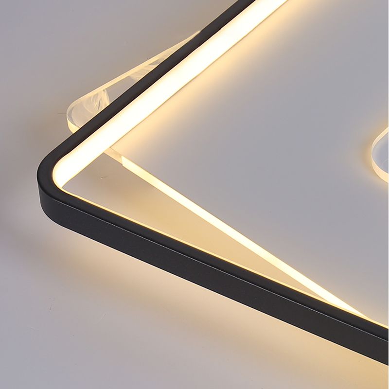 Metal Square Shape Flush Ceiling Light Modern Style 2 Lights Flush Ceiling Light Fixtures