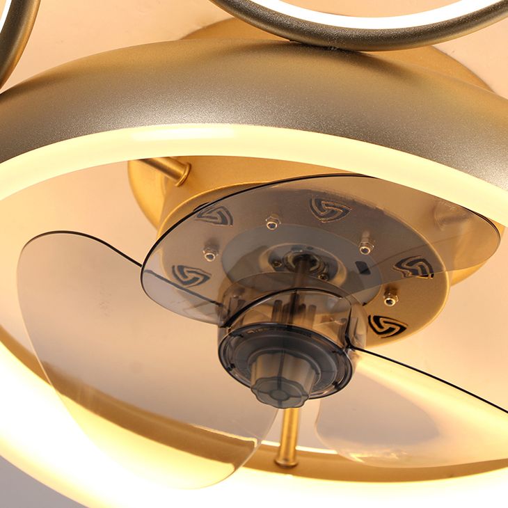 Crown Shaped Metal Flush Mount Fan Lamp Childrens LED Semi Flush Light for Bedroom