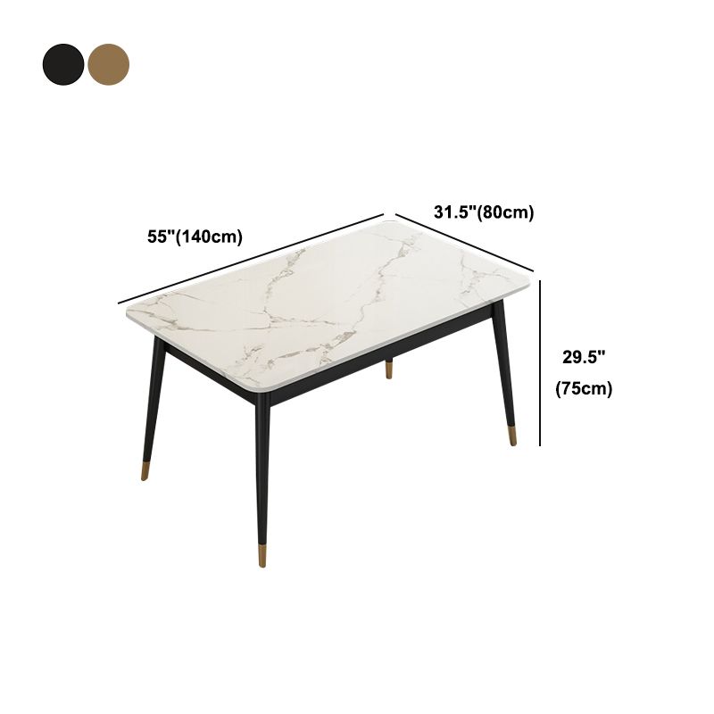 Modern Style Rectangle Stone Table Standard Height Dining Table with 4 Legs