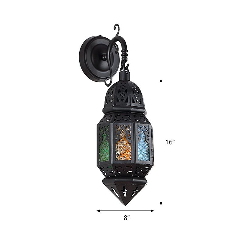 Lantern Metallic Lampenlampenvorrichtung Vintage 1-Licht-Café-Wändebeleuchtung in Schwarz
